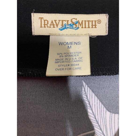 Travel Smith Low Cut V Neck Black White Y2k Dressy Floral Tunic Sz M - Picture 4 of 9